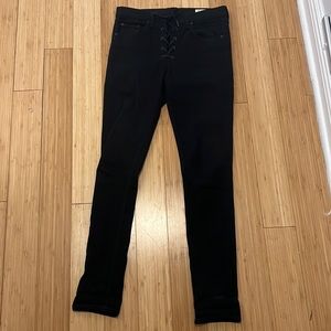 Rag & Bone lace up black skinny jeans | size: 28